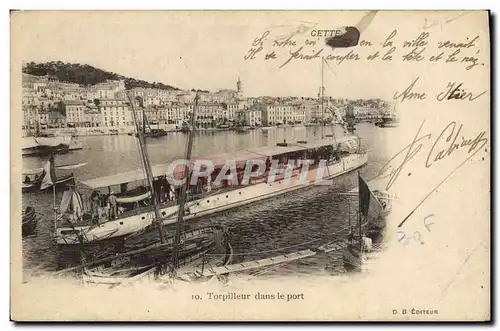 Ansichtskarte AK Bateau de Guerre Cette Torpilleur dans le port