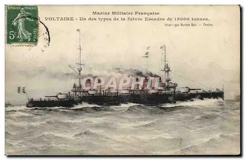 Ansichtskarte AK Bateau de Guerre Voltaire Un des types de la future escadre