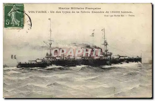 Cartes postales Bateau de Guerre Voltaire Un des types de la future escadre