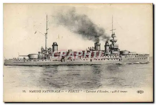 Cartes postales Bateau de Guerre Verite Cuirasse d'escadre