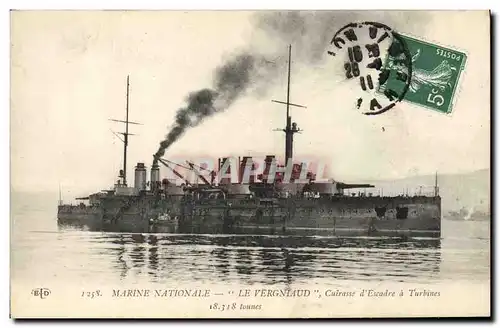 Cartes postales Bateau de Guerre Le Vergniaud Cuirasse d'escadre a turbines