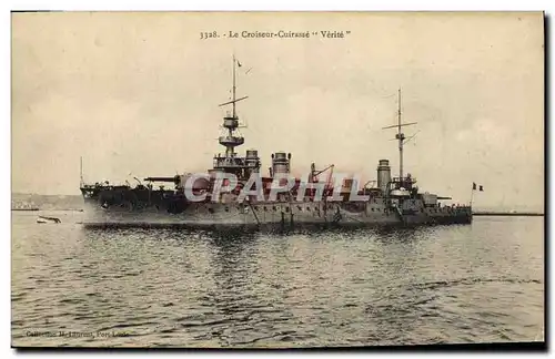 Ansichtskarte AK Bateau de Guerre Le Croiseur Cuirasse Verite