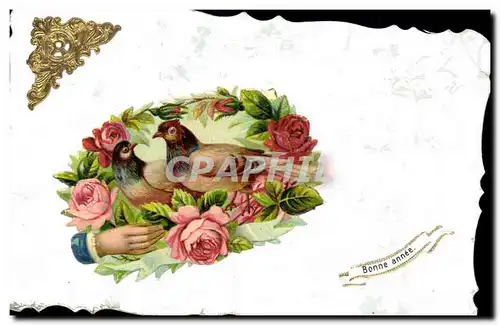 Cartes postales Fantaisie Main Fleurs Oiseaux