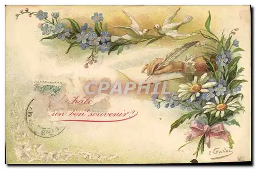 Cartes postales Fantaisie Main Fleurs Colombes