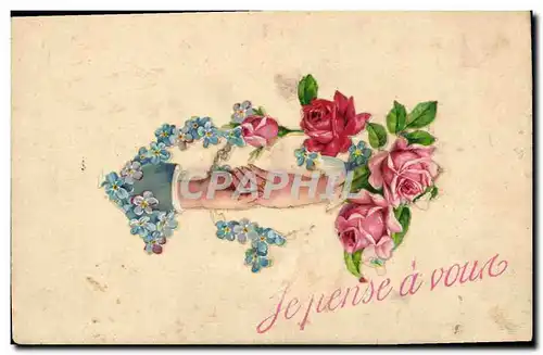 Cartes postales Fantaisie Main Fleurs