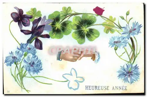 Cartes postales Fantaisie Main Fleurs Trefles