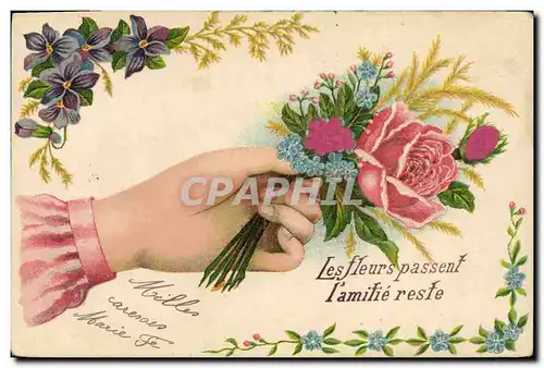 Cartes postales Fantaisie Main Fleurs