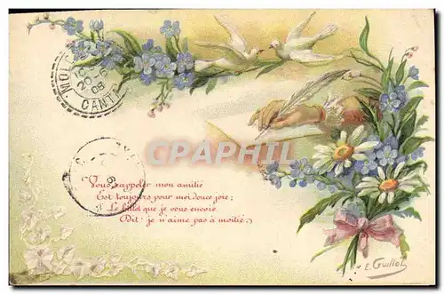 Cartes postales Fantaisie Main Fleurs Colombes