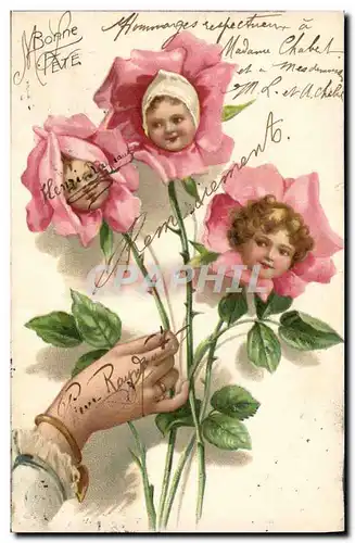 Cartes postales Fantaisie Main Fleurs Enfants