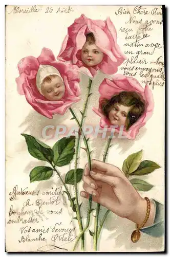 Cartes postales Fantaisie Main Fleurs Enfants