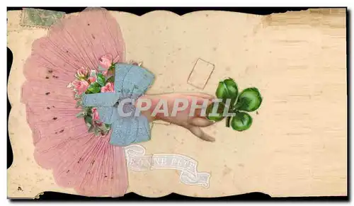 Cartes postales Fantaisie Main Fleurs Eventail Trefle