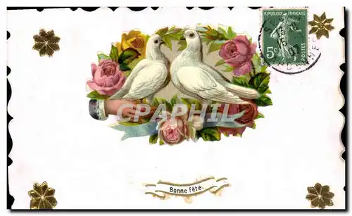 Cartes postales Fantaisie Main Fleurs Colombes