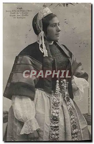 Cartes postales Folklore Jeune fille de Pont L&#39Abbe Profil de la coiffe