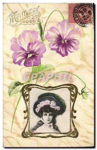 Cartes postales Fantaisie Fleurs Femme