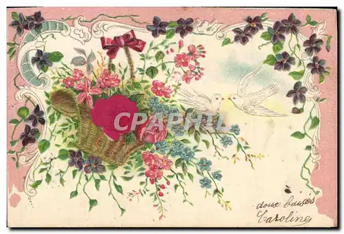 Cartes postales Fantaisie Fleurs Colombes