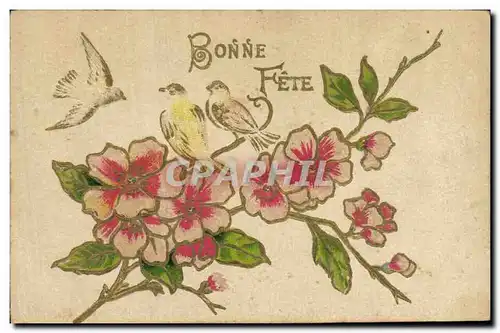 Cartes postales Fantaisie Fleurs Oiseaux