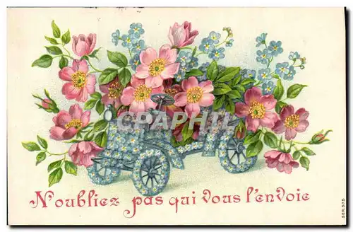 Cartes postales Fantaisie Fleurs Automobile