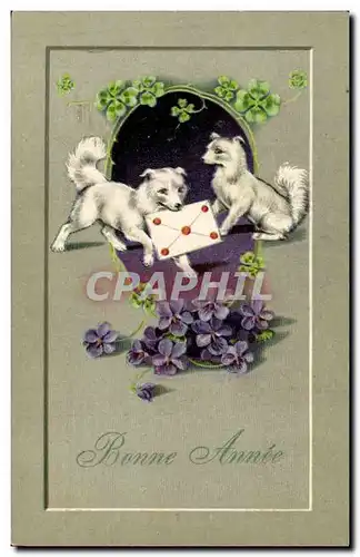 Ansichtskarte AK Fantaisie Fleurs Chien Chiens