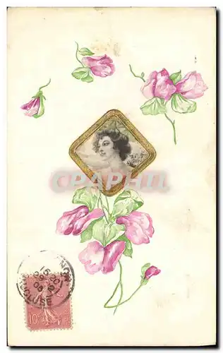 Cartes postales Fantaisie Fleurs Femme