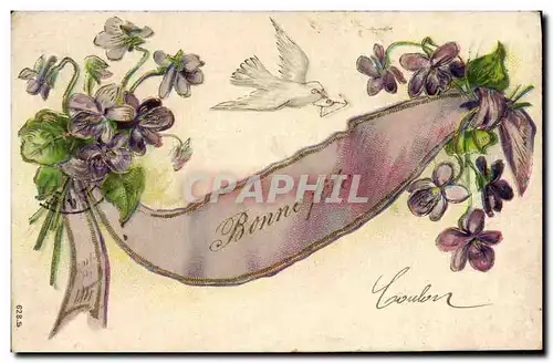 Cartes postales Fantaisie Fleurs Colombe