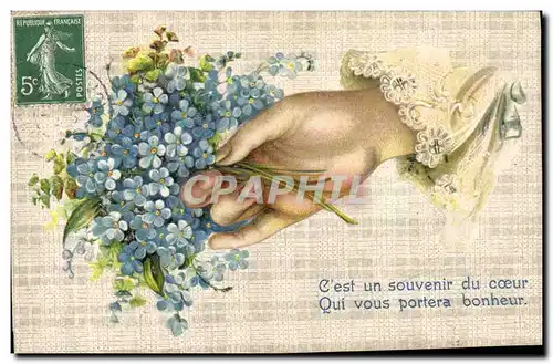 Cartes postales Fantaisie Main Fleurs