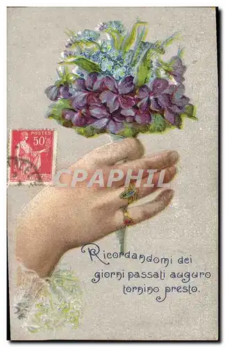 Cartes postales Fantaisie Main Fleurs