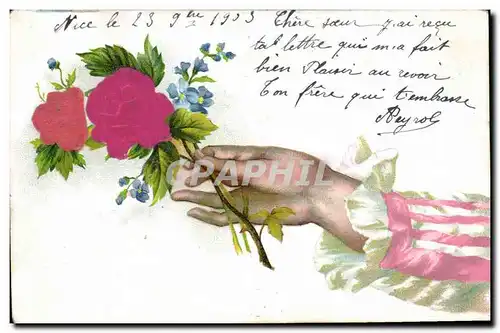 Cartes postales Fantaisie Main Fleurs