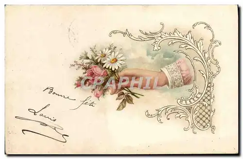 Cartes postales Fantaisie Main Fleurs
