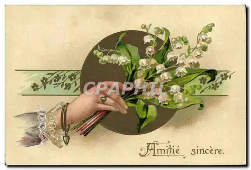Cartes postales Fantaisie Main Fleurs Muguet