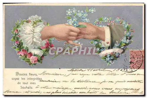 Cartes postales Fantaisie Main Fleurs