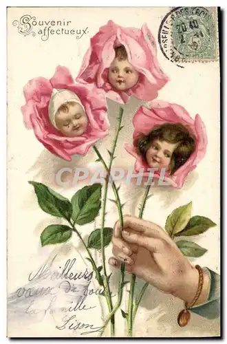 Cartes postales Fantaisie Main Fleurs Enfants