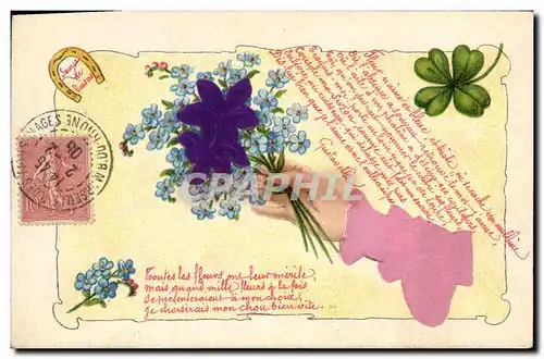 Cartes postales Fantaisie Main Fleurs