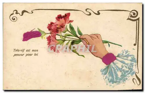 Cartes postales Fantaisie Main Fleurs