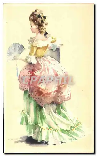 Cartes postales Fantaisie Femme Eventail Avros