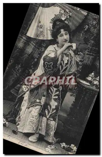 Cartes postales Fantaisie Femme Eventail Japon Nippon