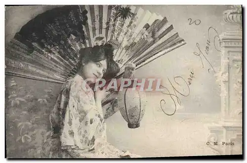 Cartes postales Fantaisie Femme Eventail Japon Nippon