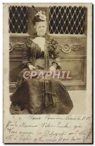 CARTE PHOTO Paris Fantaisie Femme Eventail