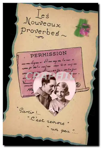 Cartes postales Fantaisie Femme Coeur Permission Militaria