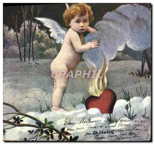 Cartes postales Fantaisie Ange Oiseau Enfant Coeur