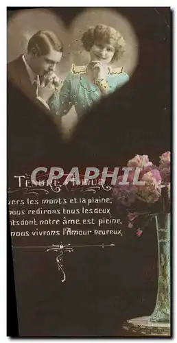 Cartes postales Fantaisie Fleurs Femme Coeur