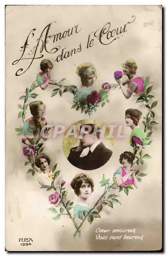 Ansichtskarte AK Fantaisie Fleurs Femme Coeur