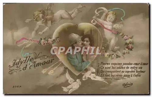 Cartes postales Fantaisie Fleurs Femme Coeur Soldat Militaria Anges