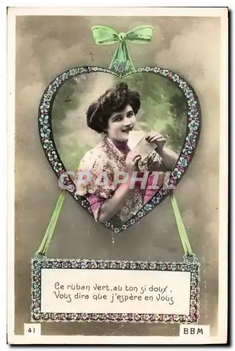 Cartes postales Fantaisie Fleurs Femme Coeur