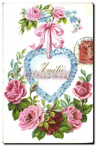 Cartes postales Fantaisie Fleurs Coeur