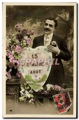 Cartes postales Fantaisie Fleurs Homme Ste Marie Coeur