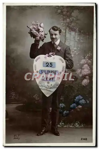 Ansichtskarte AK Fantaisie Fleurs Homme Ste Louise Coeur