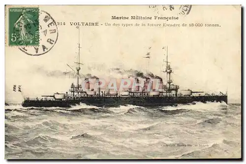 Cartes postales Bateau de Guerre Voltaire Un des types de la future escadre