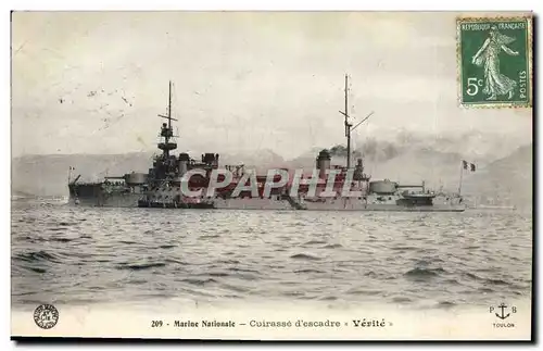 Cartes postales Bateau de Guerre Cuirasse d'escadre Verite