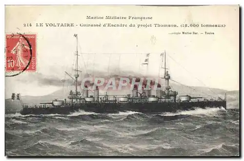 Ansichtskarte AK Bateau de Guerre Le Voltaire Cuirasse d&#39escadre du projet Thomson