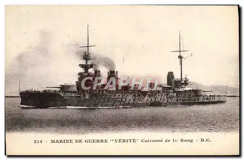 Ansichtskarte AK Bateau de Guerre Verite Cuirasse de 1er rang